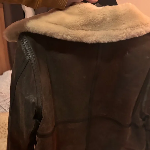 Shearling Coat Sheepskin Real Leather Jacket for Women Bomber Aviator unisex - Picture 6 of 10